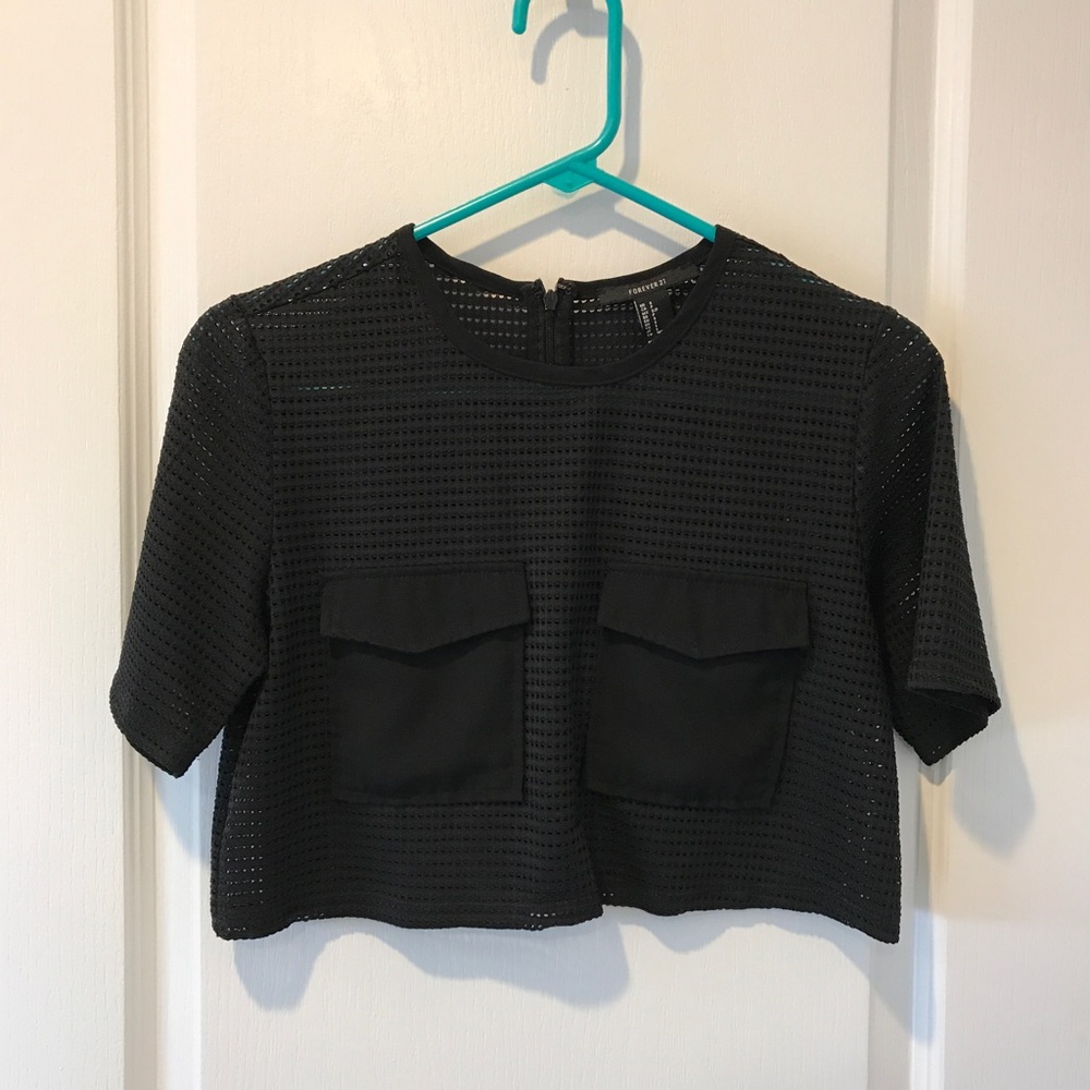 Black Mesh Crop Top